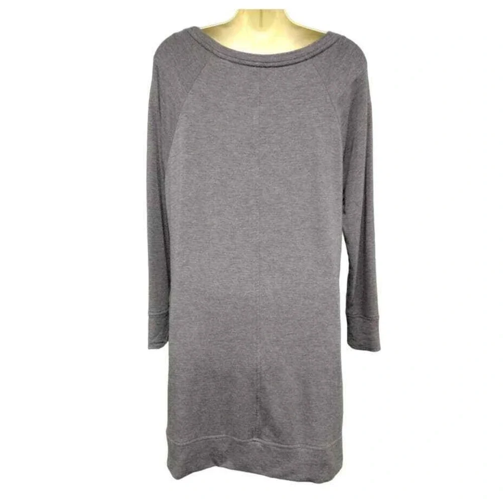 LOFT Outlet Lounge Long Sleeve Fleece‎ Sleep Tunic, Gray, Size S